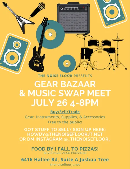 Flyer for the July 26th Gear Bazaar at The Noise Floor